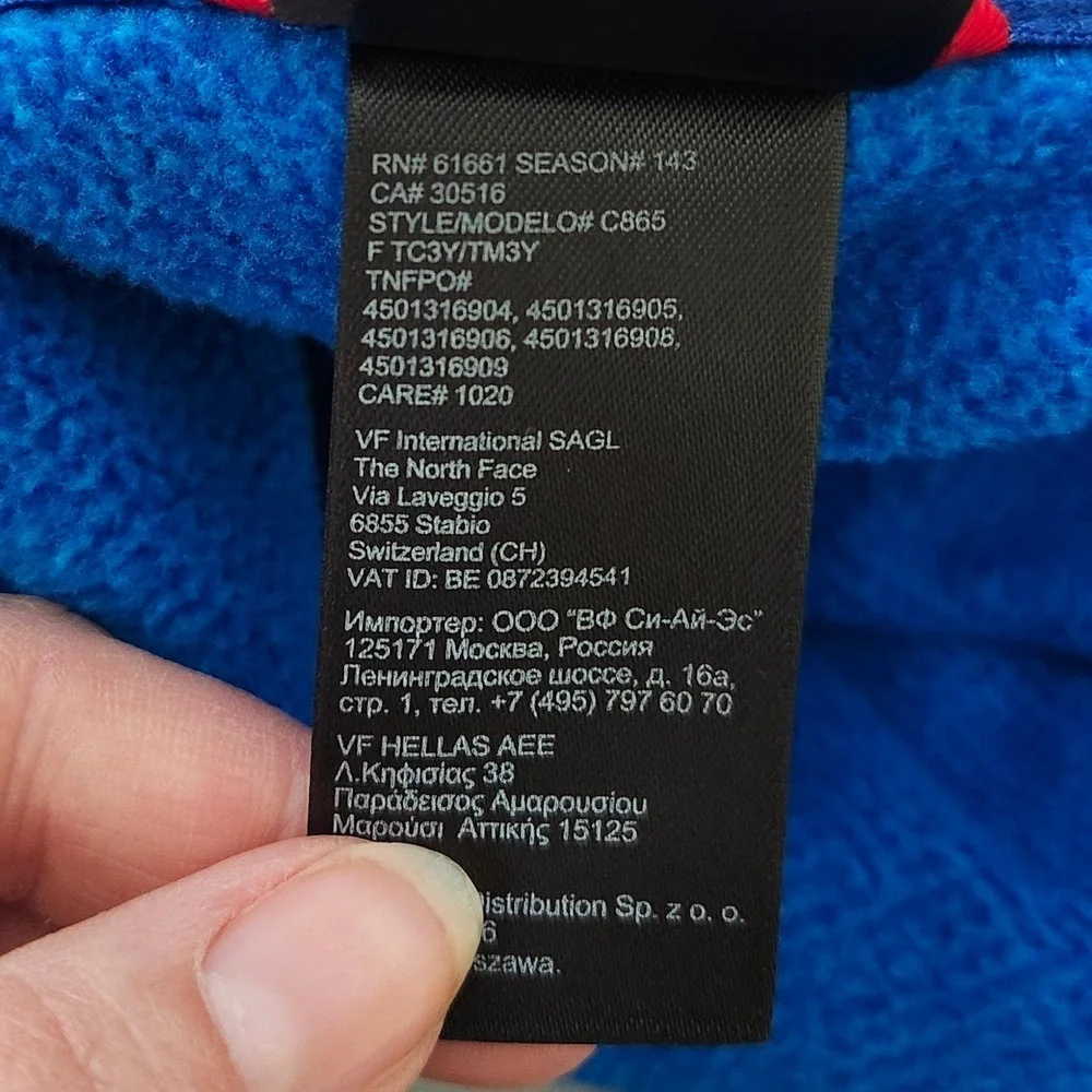 The North Face Textured Cap Rock Full Zip Fleece Jacket Mens Large Blue C865‎